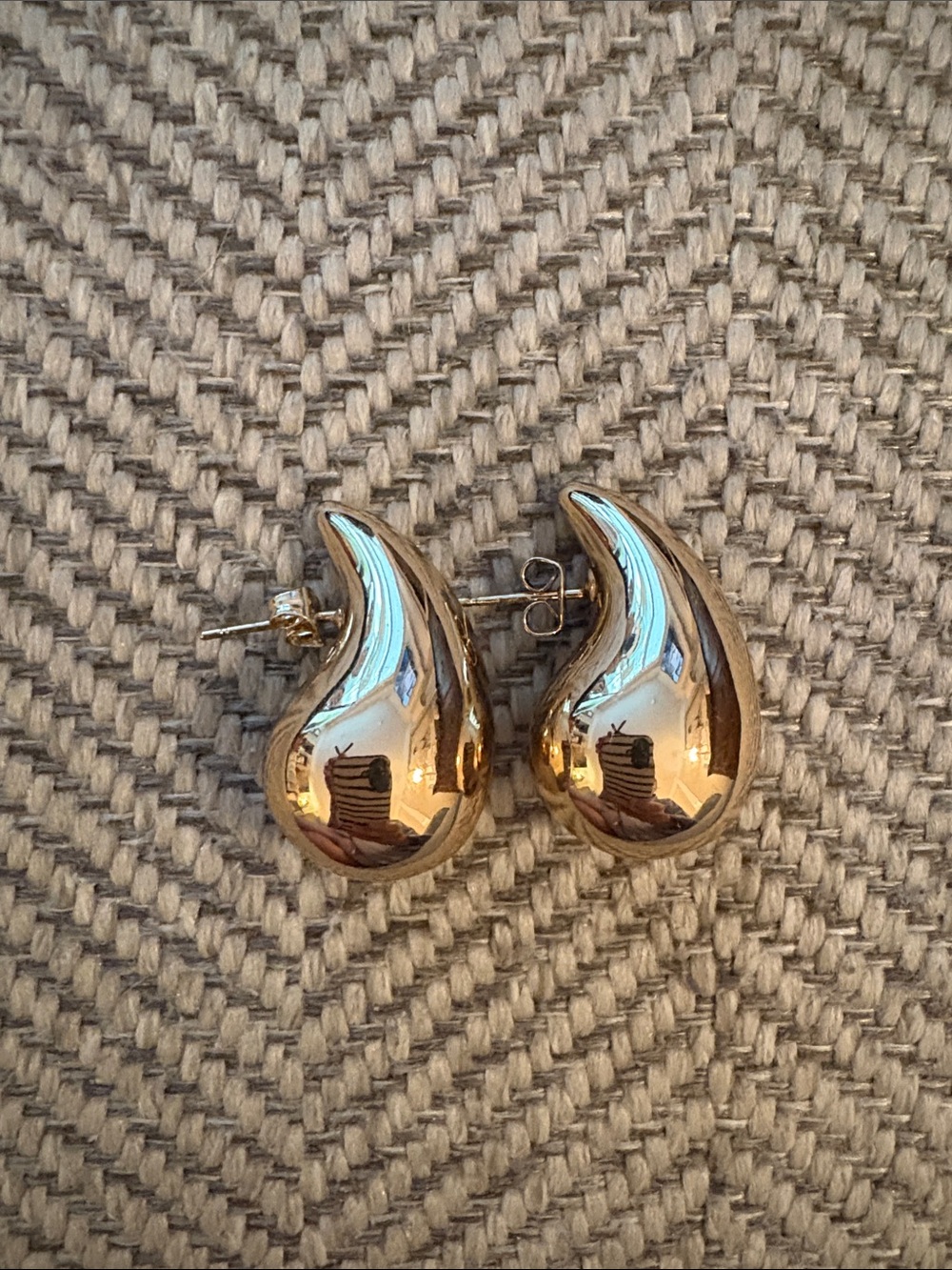 Gold Teardrop Stud Earrings